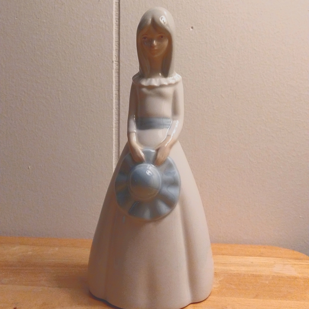Porcelain Blue and White Girl Figurine Spain